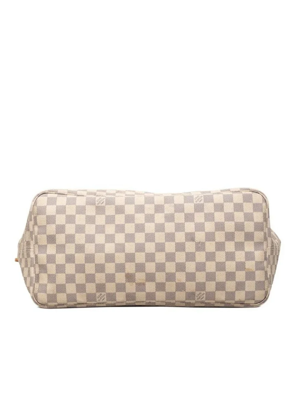 Louis Vuitton Damier Azur Neverfull GM Tote Shoulder Bag White Leather